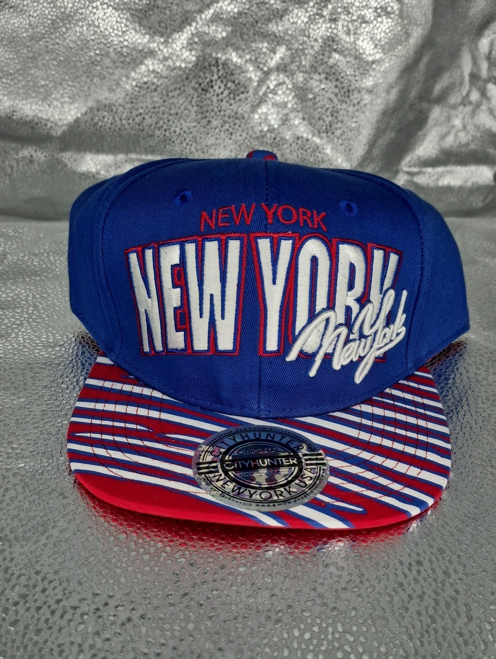 City Hunter NEW YORK Red, White and Blue Snapback Hat - New